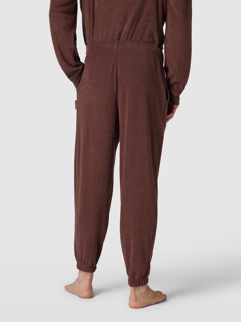 Sweatpants aus Frottee Modell 'COZY LOUNGE' in mittelbraun