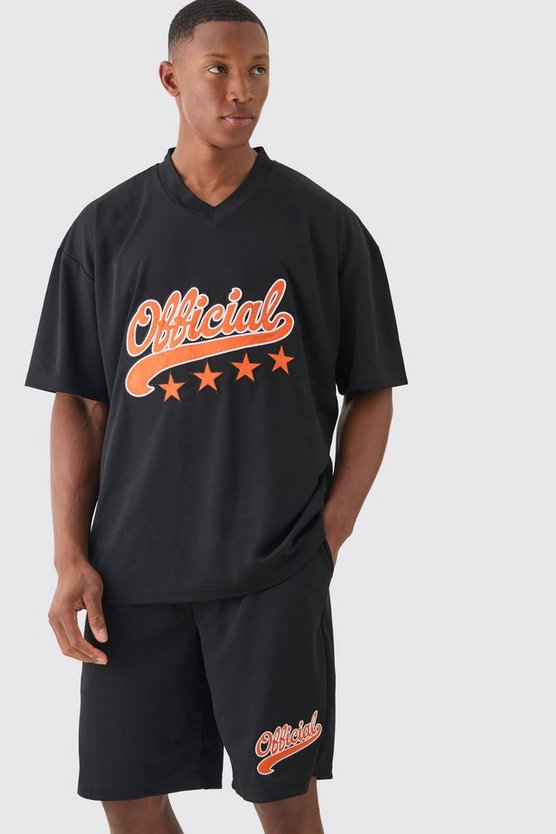 Oversize Official Mesh-Oberteil und Basketball-Shorts