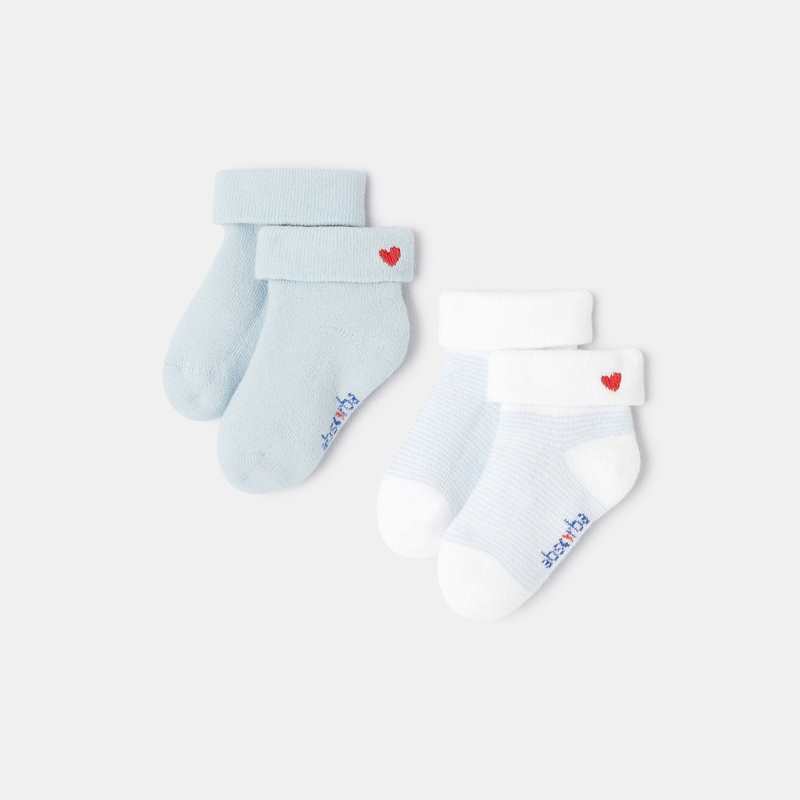 Lot de 2 paires de chaussettes bleues en tricot bouclette naissance Absorba