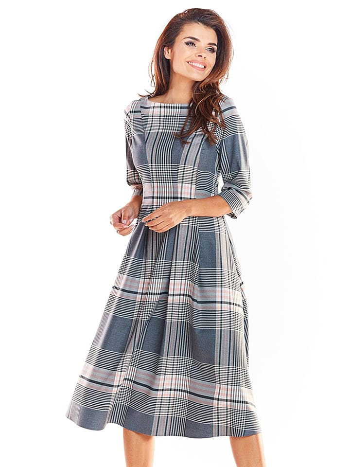 Awama Kleid in Grau/ Creme/ Rosa günstig kaufen M