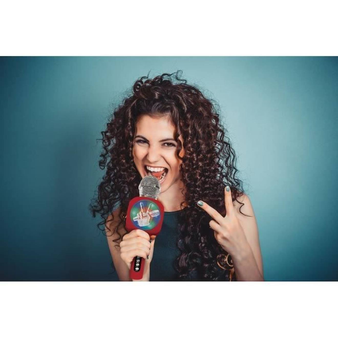 Micro Karaoké sans fil avec enceinte Bluetooth® intégrée The Voice, avec effets lumineux et fonction changement de voix noir