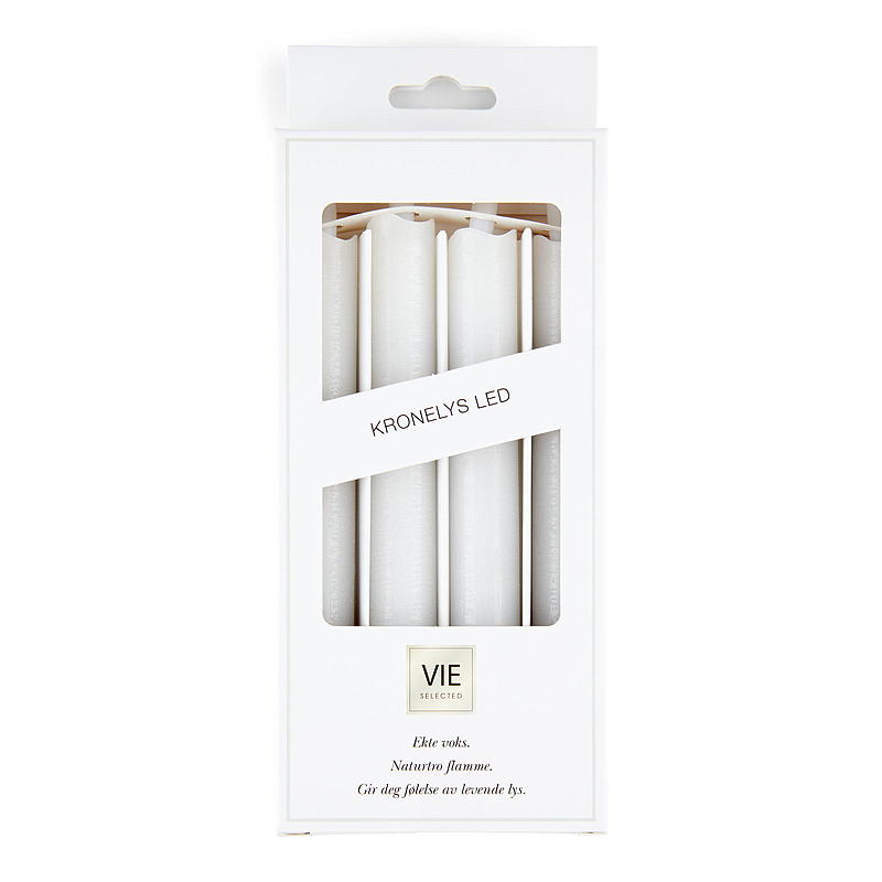 Vie Selected Kronelys 4-pk 20,5 cm LED hvit
