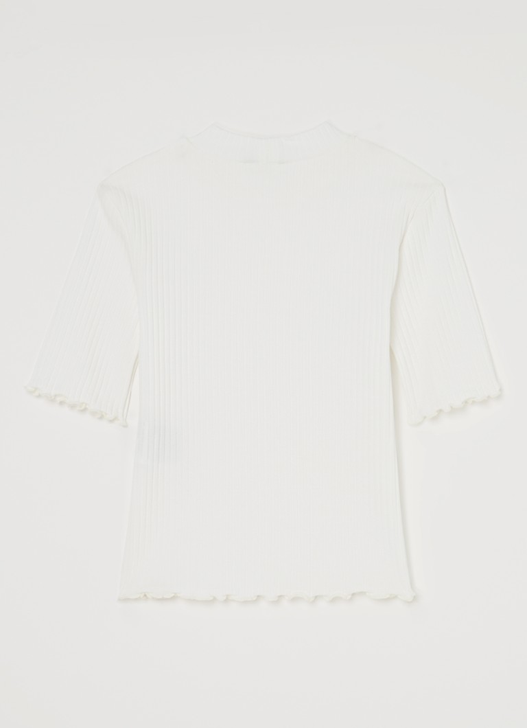 Blusa Benetton de malha canelada com mangas curtas.