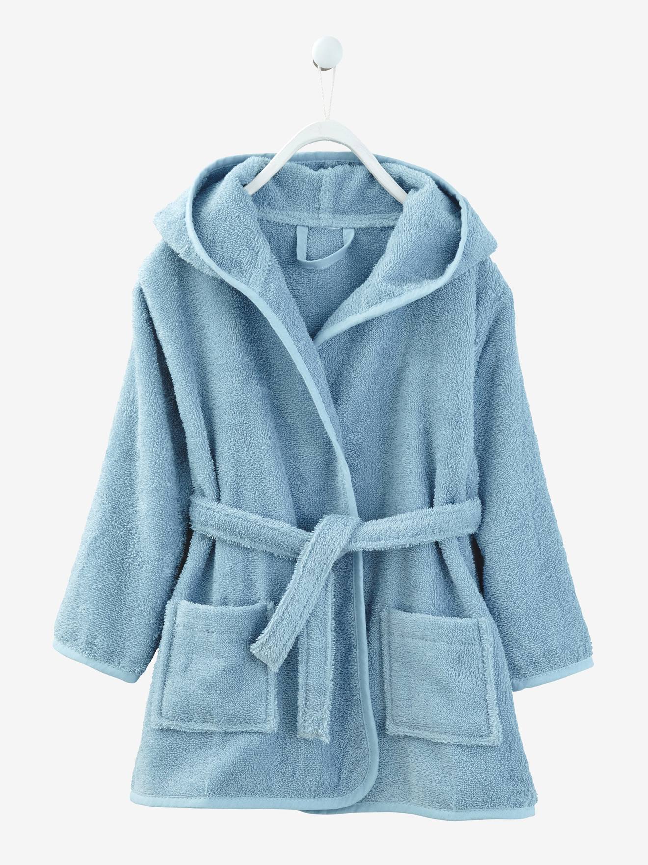 Vertbaudet Kinder Bademantel mit Kapuze Oeko-Tex, personalisierbar - blau