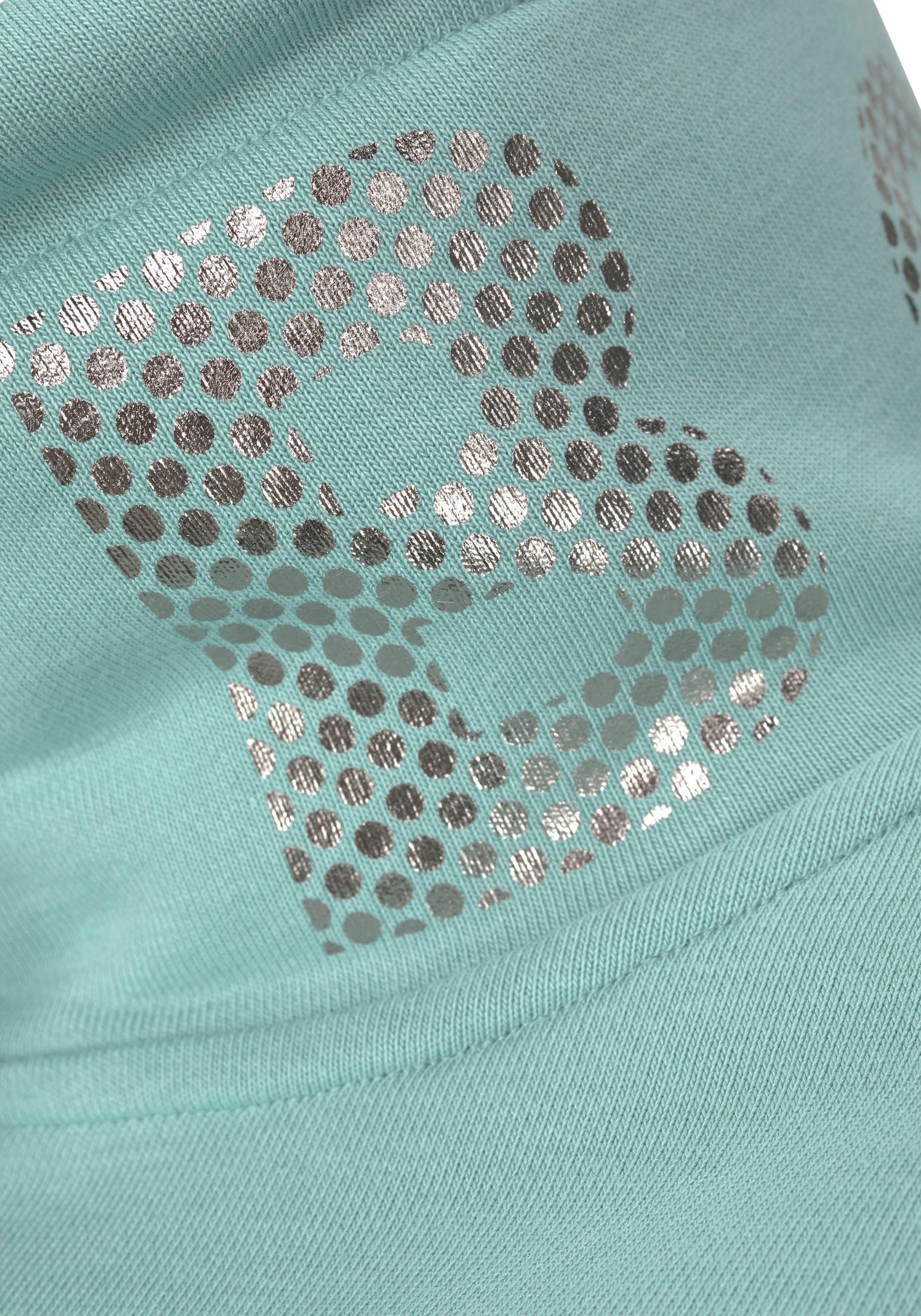Bench. Sweatjacke mit Glanzprint am Stehkragen, Loungeanzug