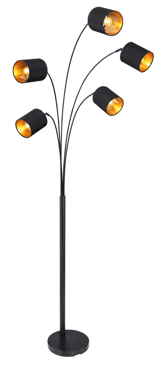 Globo Lighting - KADDY - Stehleuchte Metall schwarz matt, 5x E14