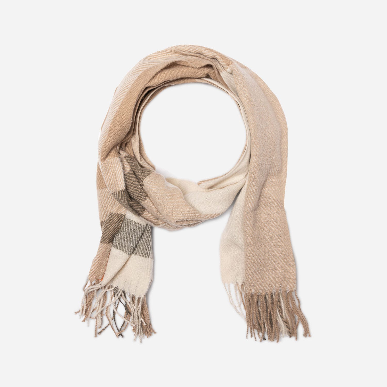 Echarpe beige à motif rayures