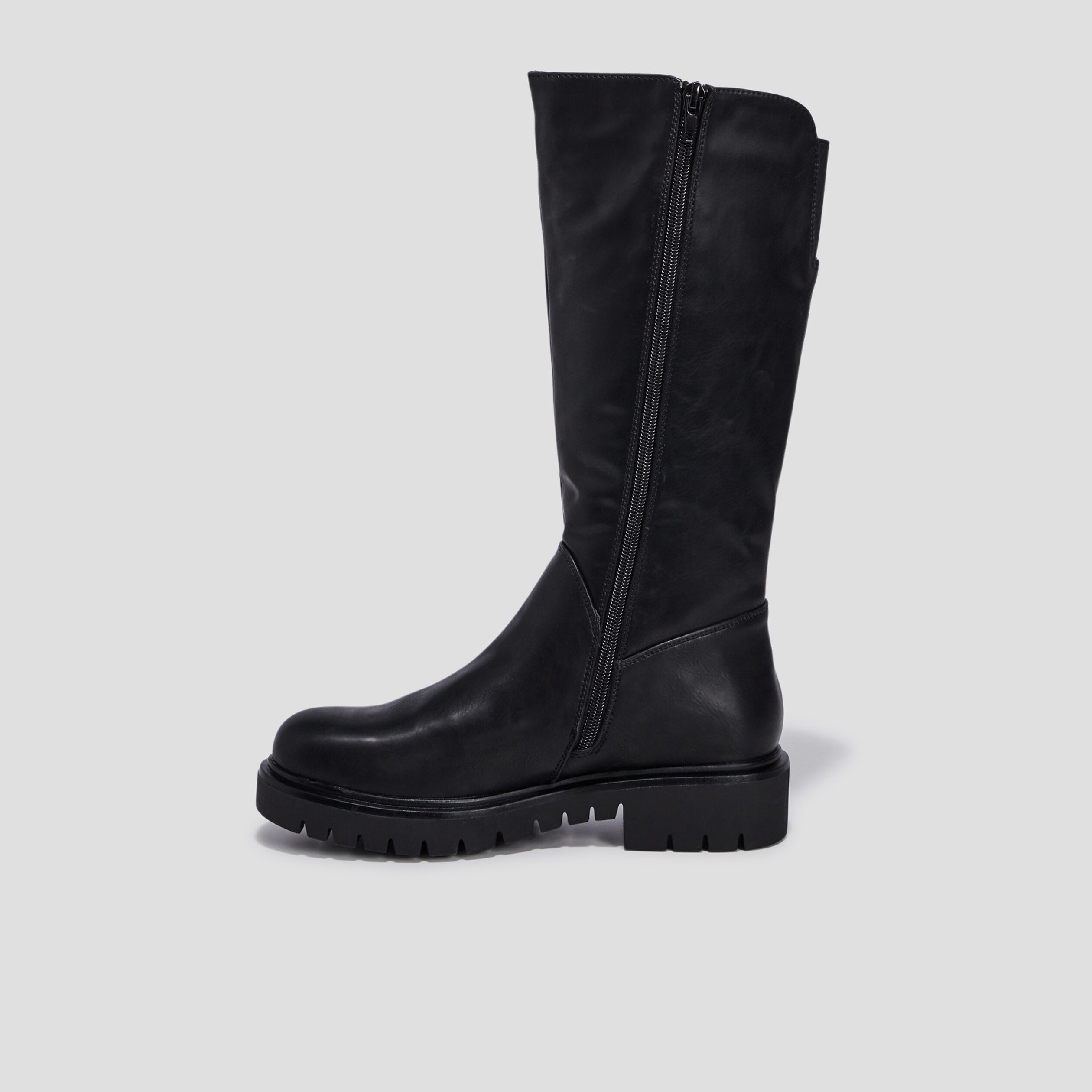Bottes crantées zippées noir fille | La Halle