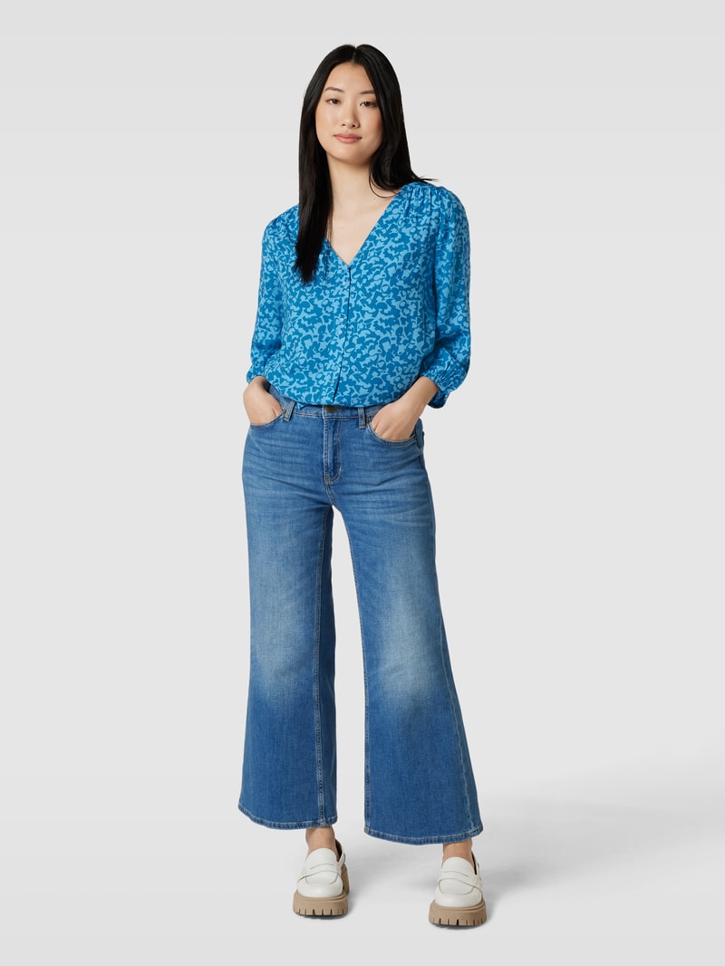 Bluse aus reiner Viskose mit Allover-Muster in blau