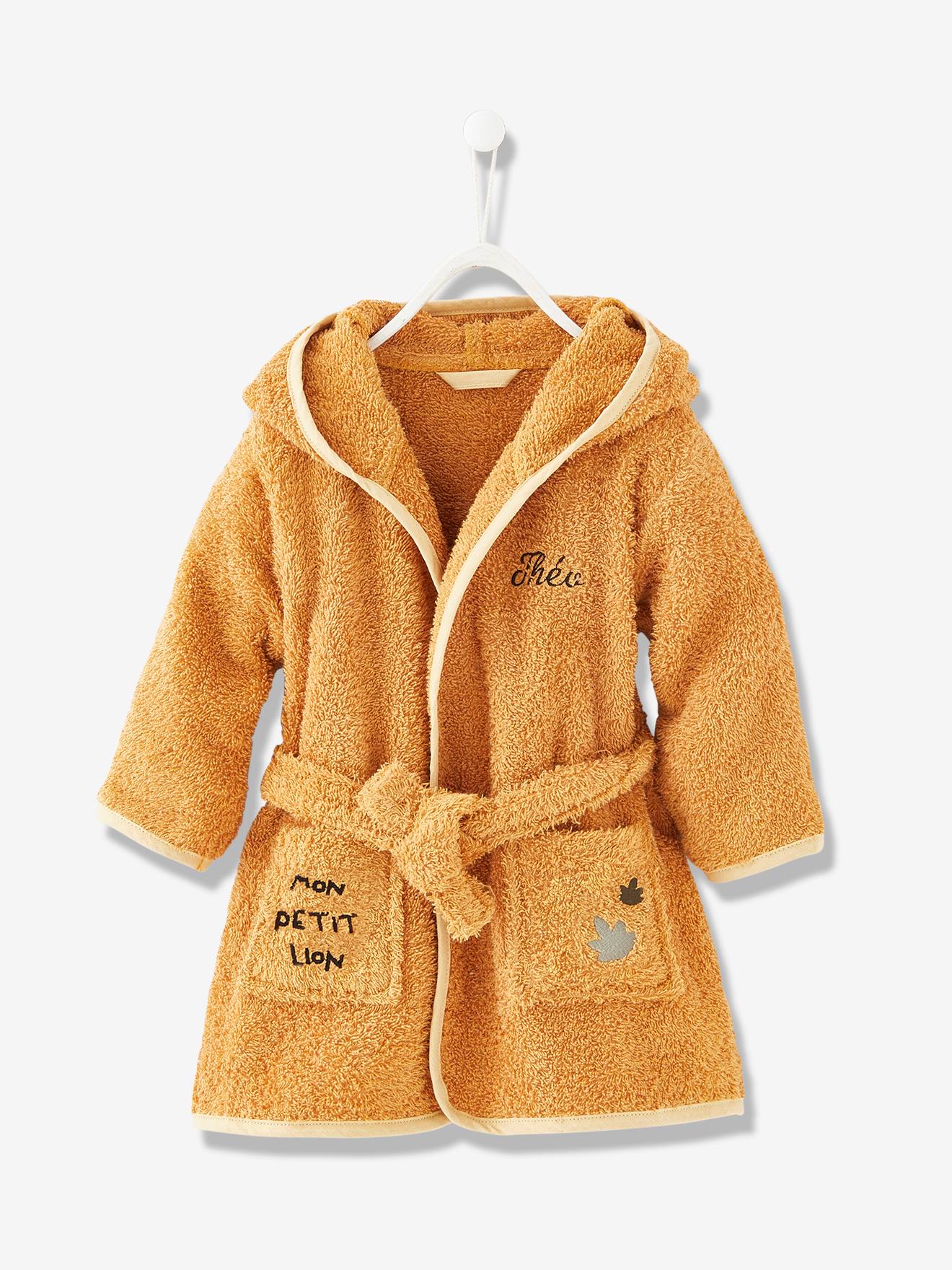 Peignoir bébé personnalisable Lion camel