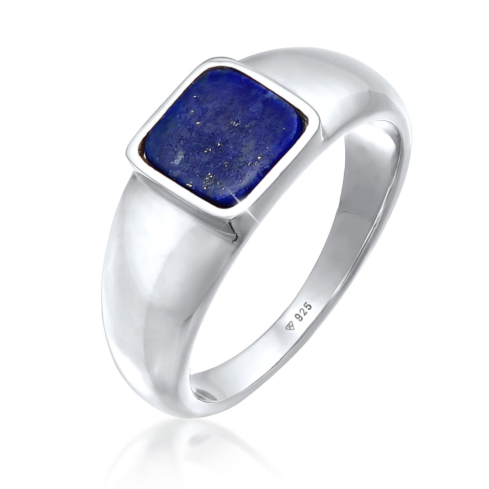 KUZZOI KUZZOI Bague Bague Signet Homme Carré Basic Robust Blue avec Sodalite en Argent S Bague