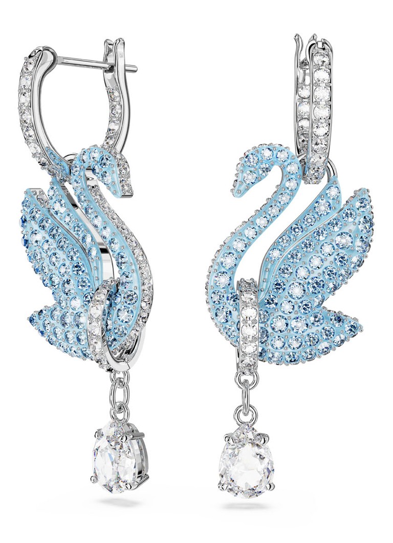 Swarovski Iconic Swan hoop earrings with crystal