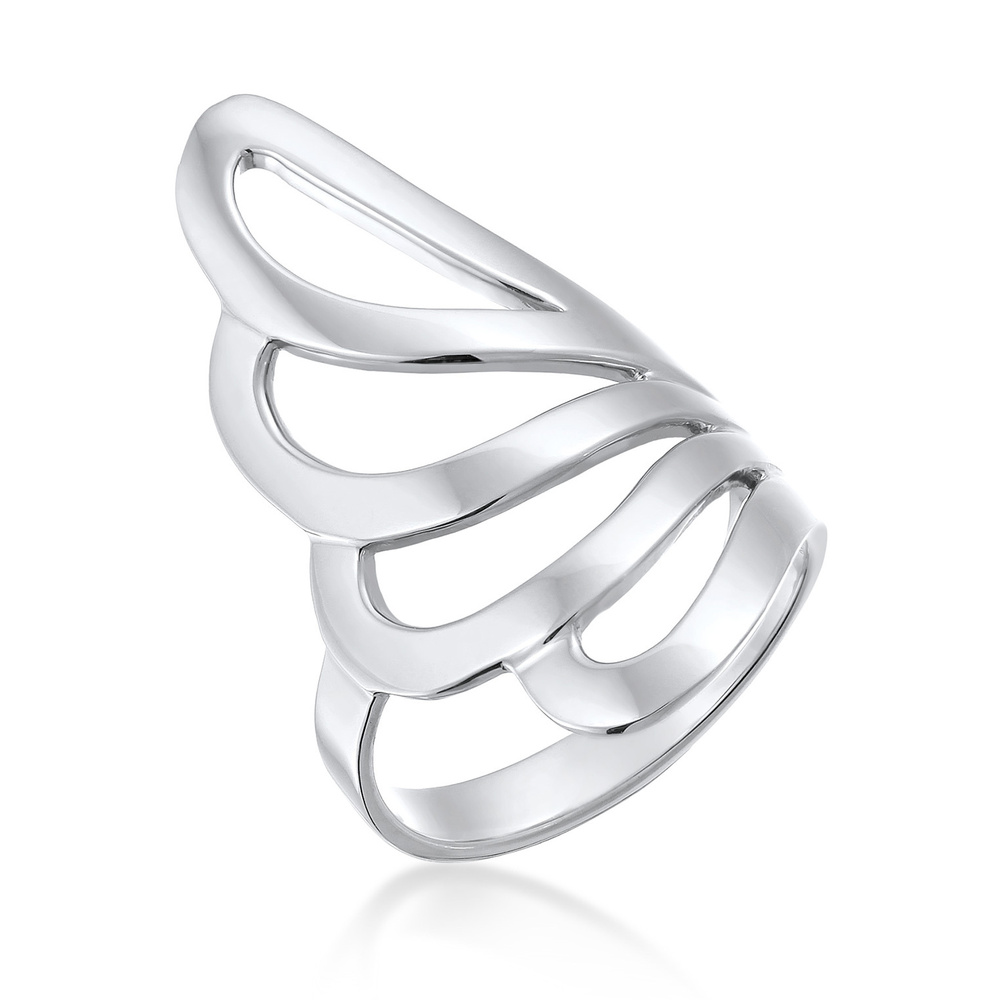 Nenalina Nenalina Bague Femmes déclaration basique vague géo en argent sterling 925 Bague