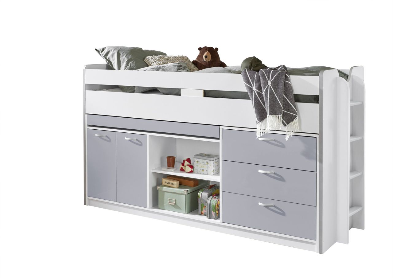 Relita Hochbett Bonny LF 90x200 cm, mit Regal, Schubladenelement und Schreibtisch