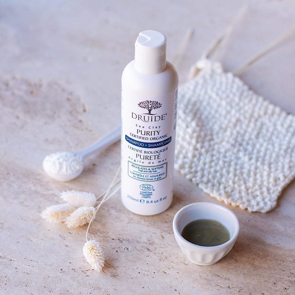 druide Shampoing Pureté - Argile de mer Shampoing bio sans sulfate à l'argile de mer pour cheveux gras | Druide