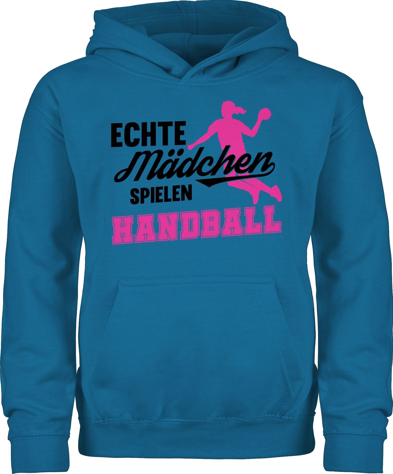 Shirtracer Hoodie Echte Mädchen spielen Handball - Sprungwurf Kinder Sport Kleidung