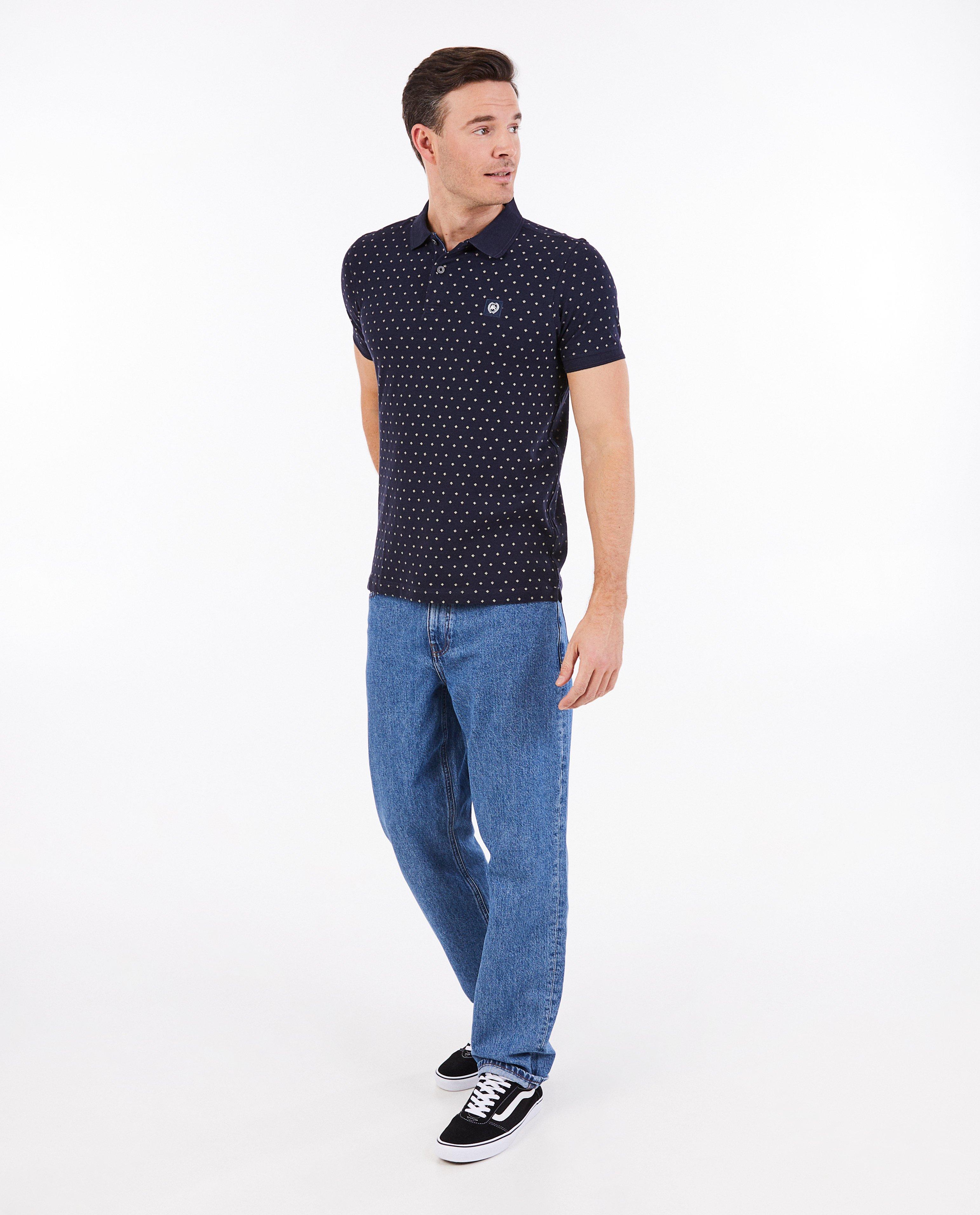 Tricou Lerros Polo cu imprimeu albastru închis