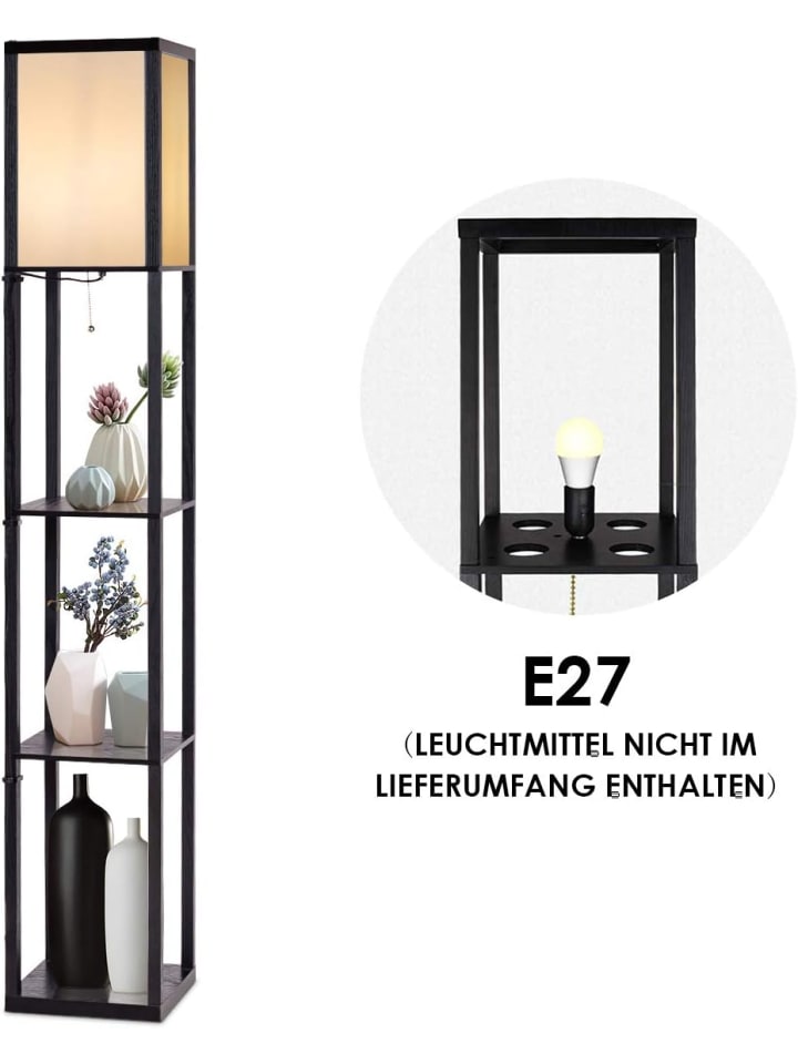 COSTWAY 2 in 1 Standleuchte Regal 160cm in Schwarz günstig kaufen onesize