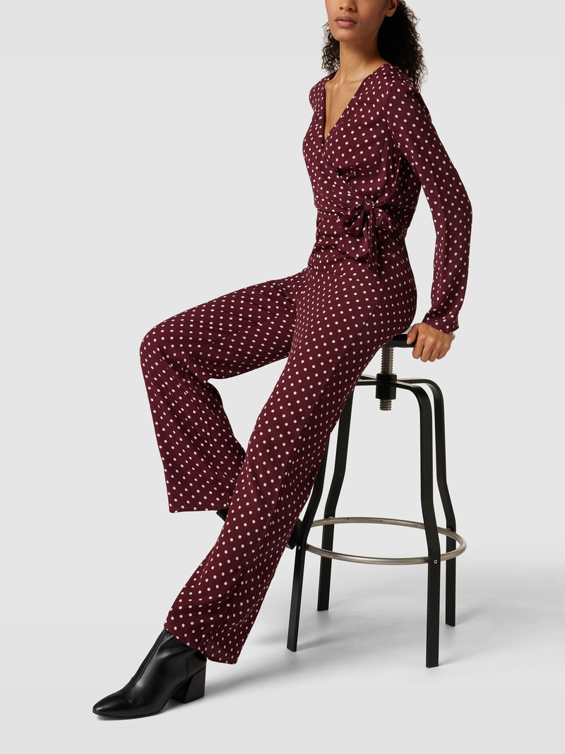 Jumpsuit mit Allover-Muster Modell 'INKA' in dunkelrot