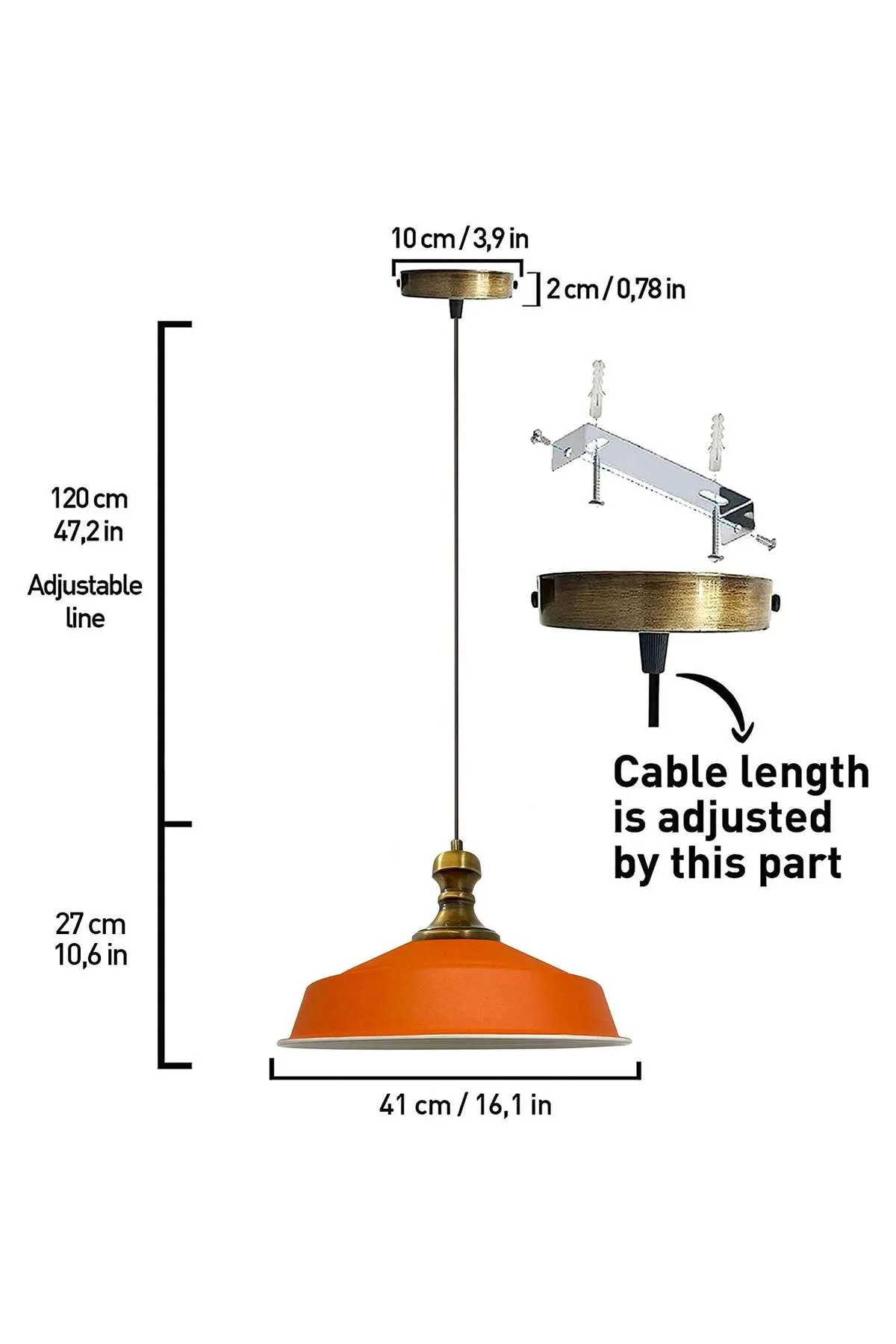 Bamyum  Pendelleuchte Asletl-Knob, Metall, 41 cm, Orange Lampe