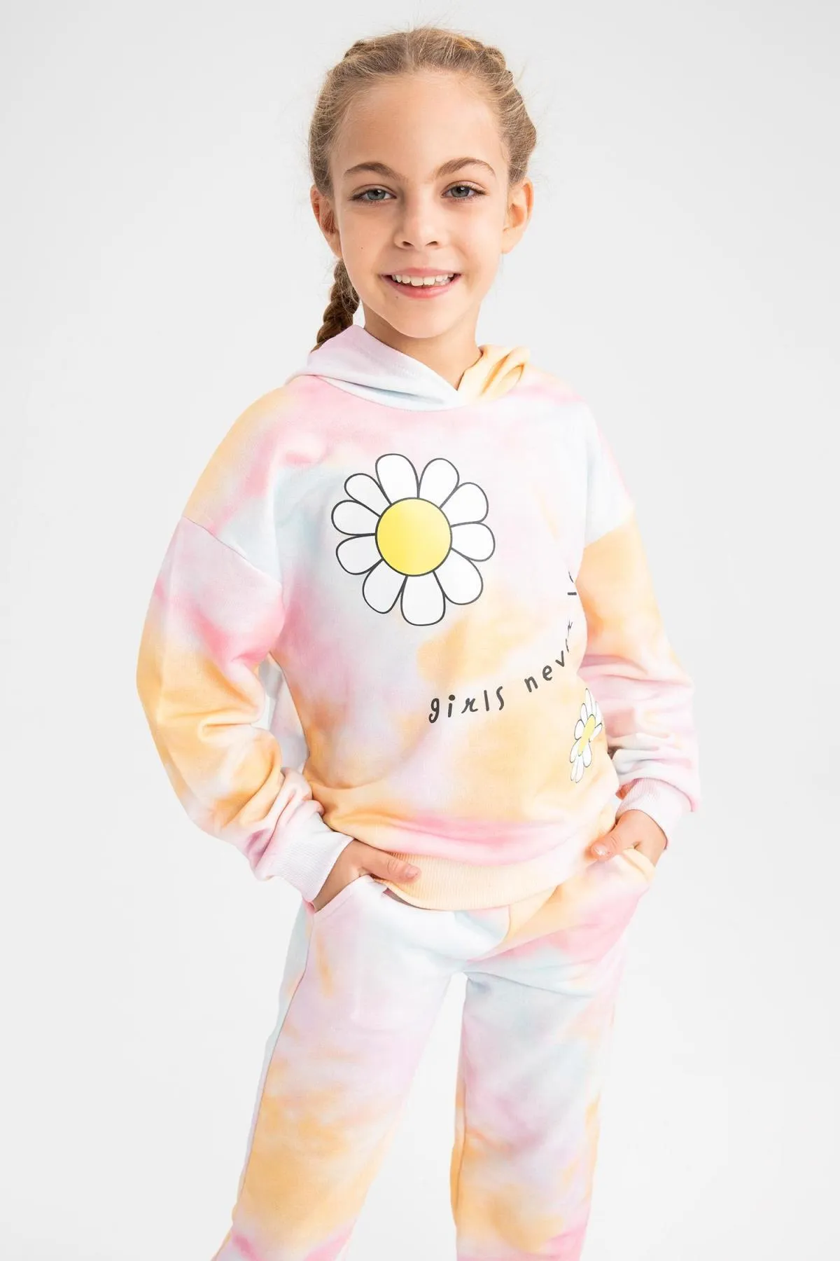 DeFacto  Dickes Mädchen-Sweatshirt mit Kapuze und Blumenmuster Z4170a623sp