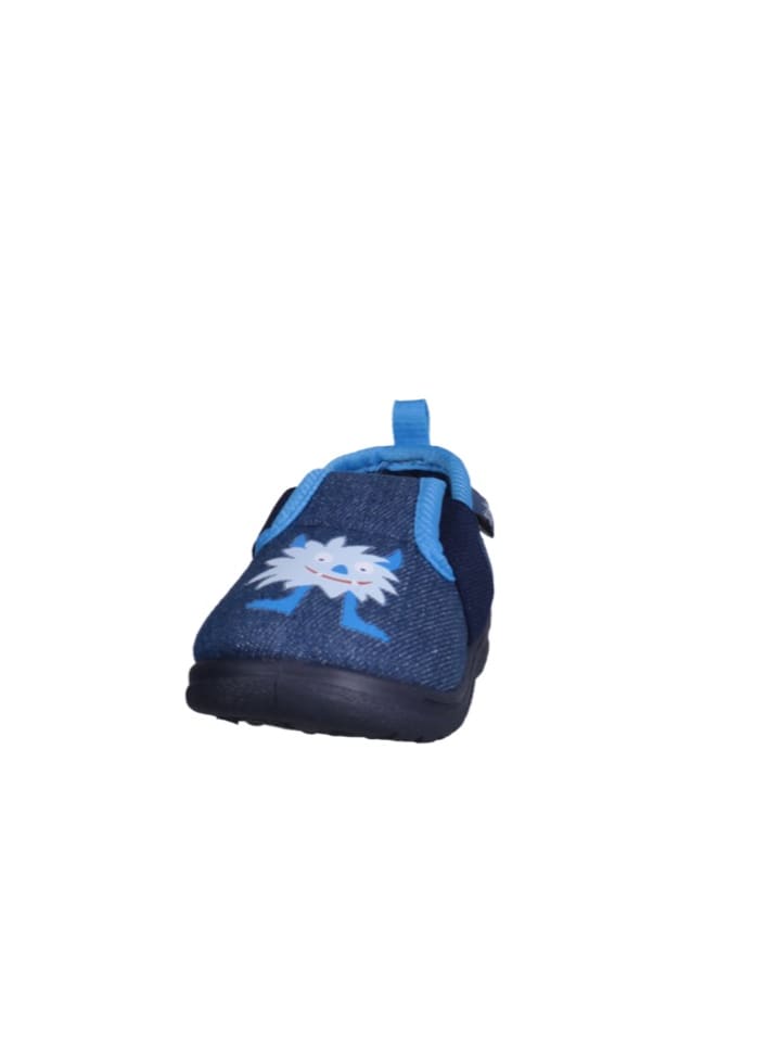 Playshoes Hausschuh Monster in Jeansblau günstig kaufen