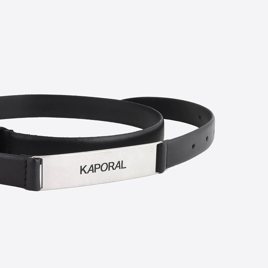 LOVE   Ceinture fine en cuir noir Femme