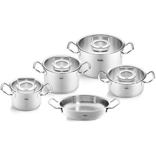 Original-Profi Collection® 5-teiliges Topf-Set mit Glasdeckeln und Servierpfanne
