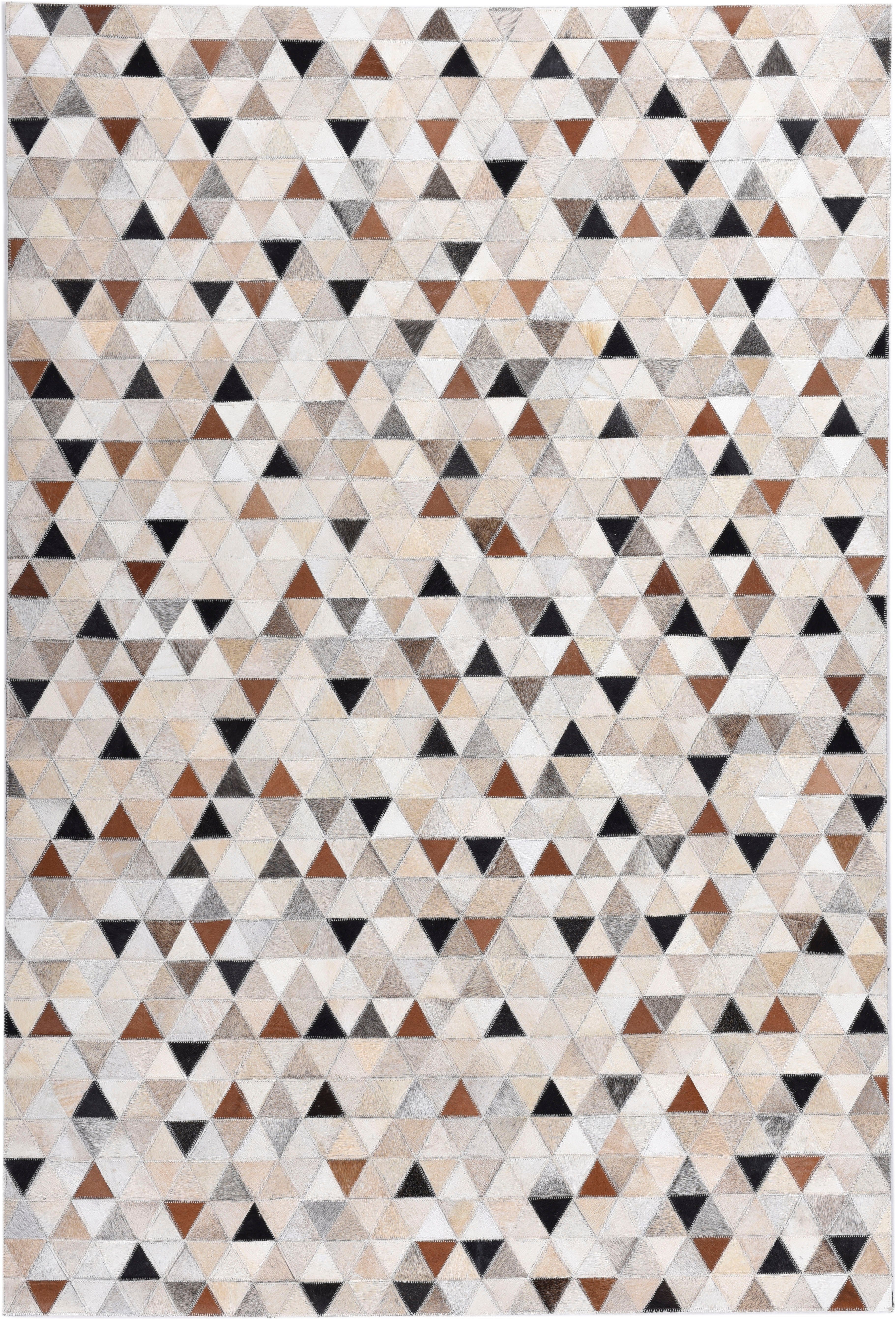 Fellteppich Kobe, THEKO, rechteckig, Höhe: 3 mm, Patchwork, handgenäht, echtes Rinderfell in Naturtönen