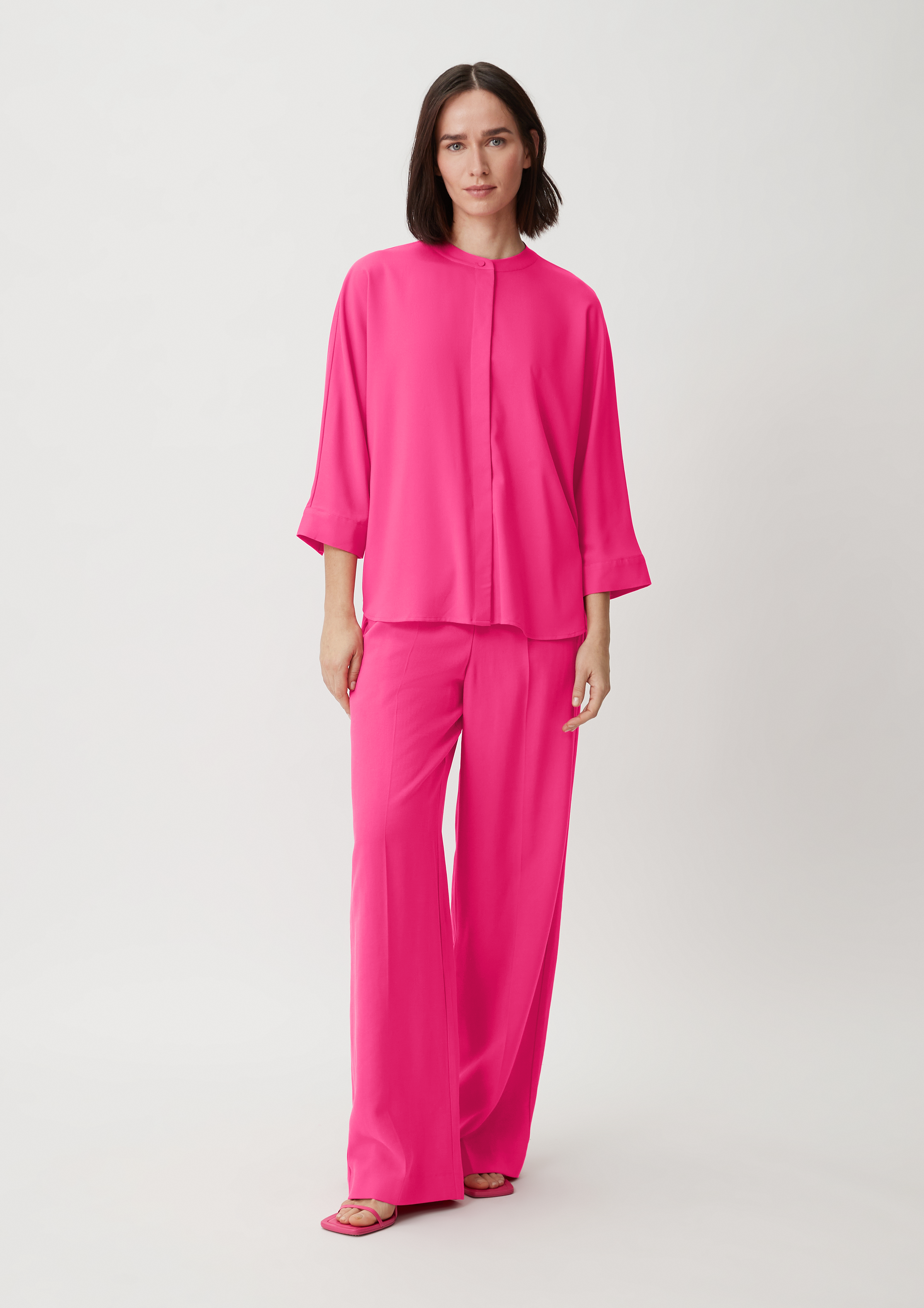Twill-Bluse aus Viskosemix - pink