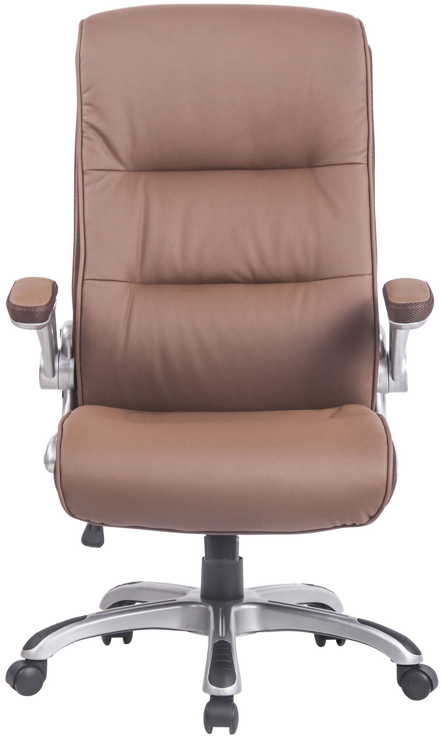 TPFLiving Bürostuhl Vila mit bequemer ergonomisch geformter Rückenlehne (Schreibtischstuhl, Drehstuhl, Chefsessel, Bürostuhl XXL), Gestell: Kunststoff silber - Sitzfläche: Kunstleder hellbraun