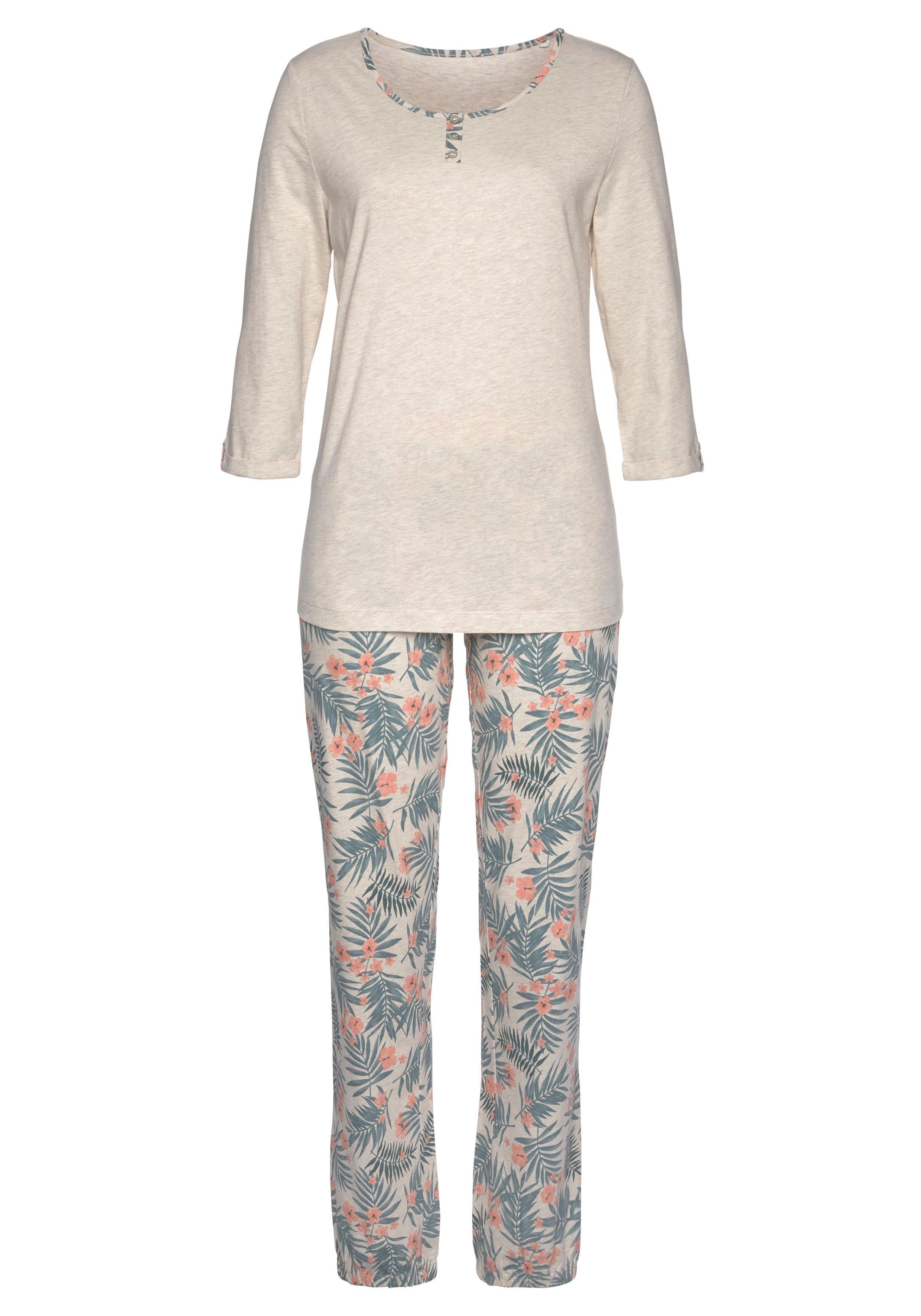 LASCANA Pyjama (2 tlg., 1 Stück) mit gemusterter Hose