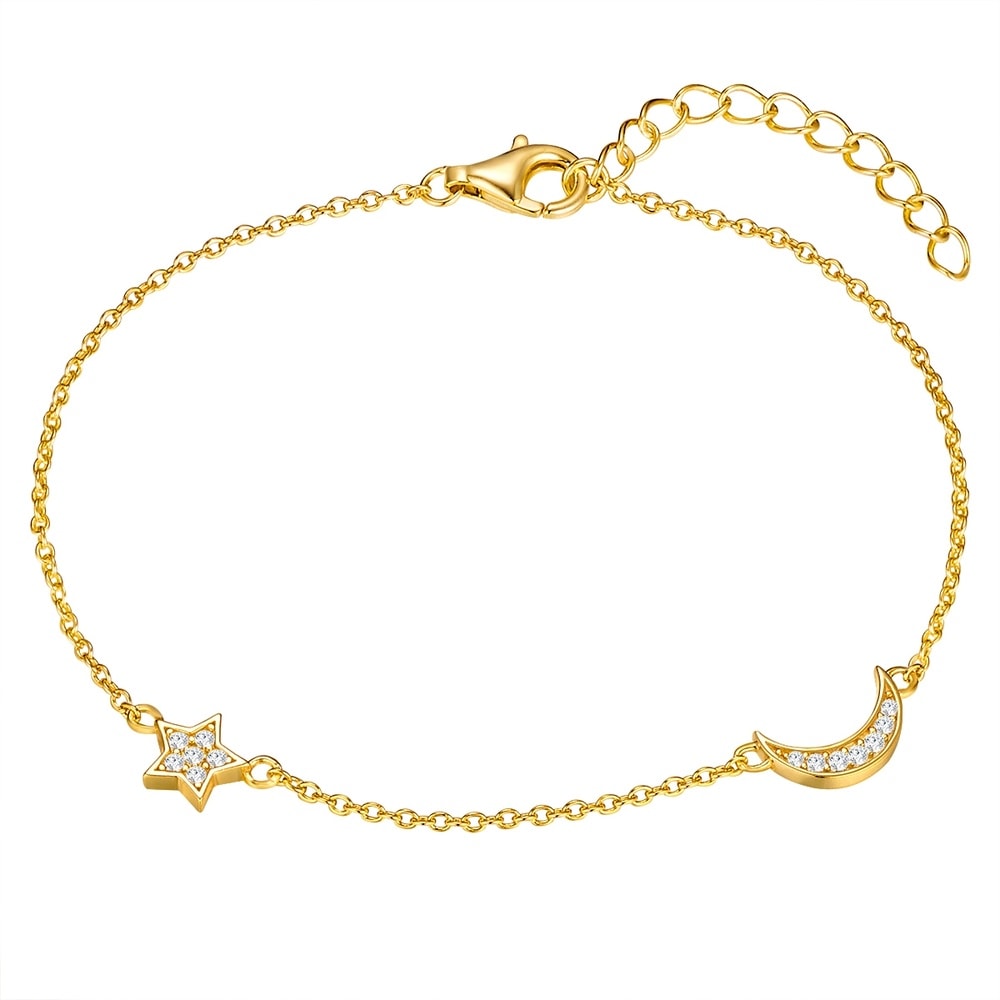 Rafaela Donata Bracelet Lune, étoiles Argent sterling Oxyde de zirconium (CZ) en Or jaune Bracelet
