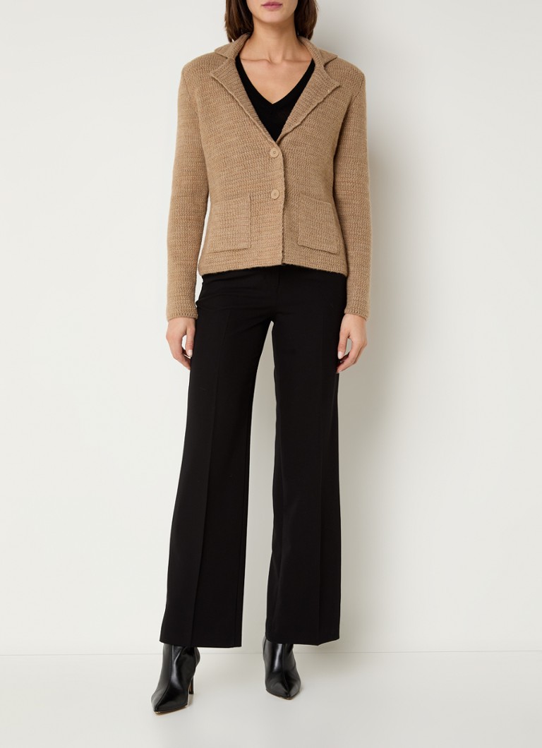 Sisley Chunky knit cardigan in wool blend with patch pockets