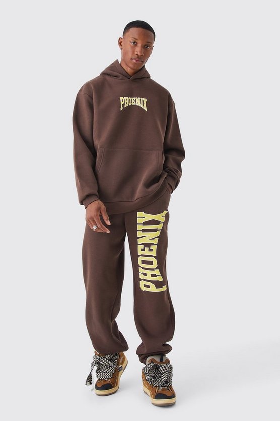 Oversize Trainingsanzug mit Phoenix Print und Kapuze