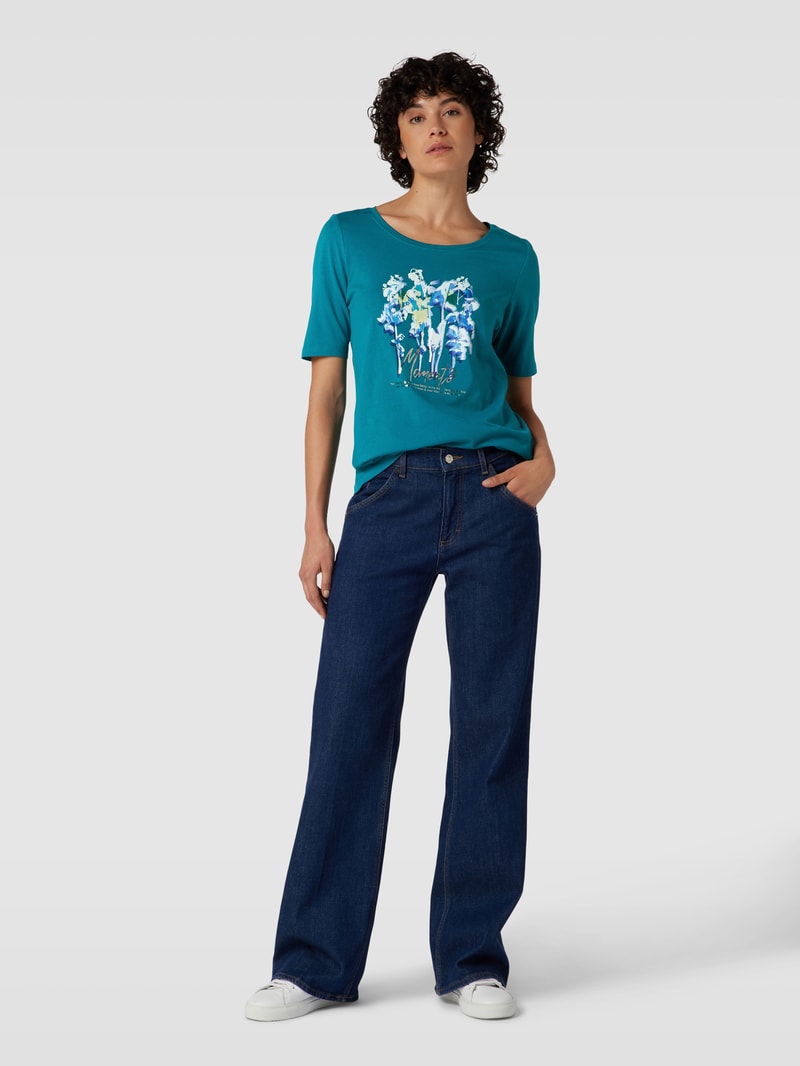 T-Shirt mit Motiv-Print in petrol