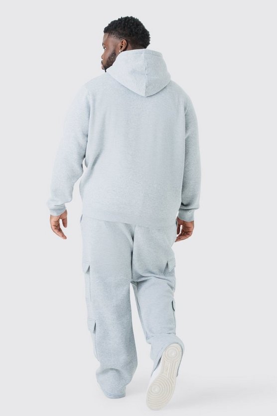 Plus Man Dash Over The Head Hoodie In Grey Marl