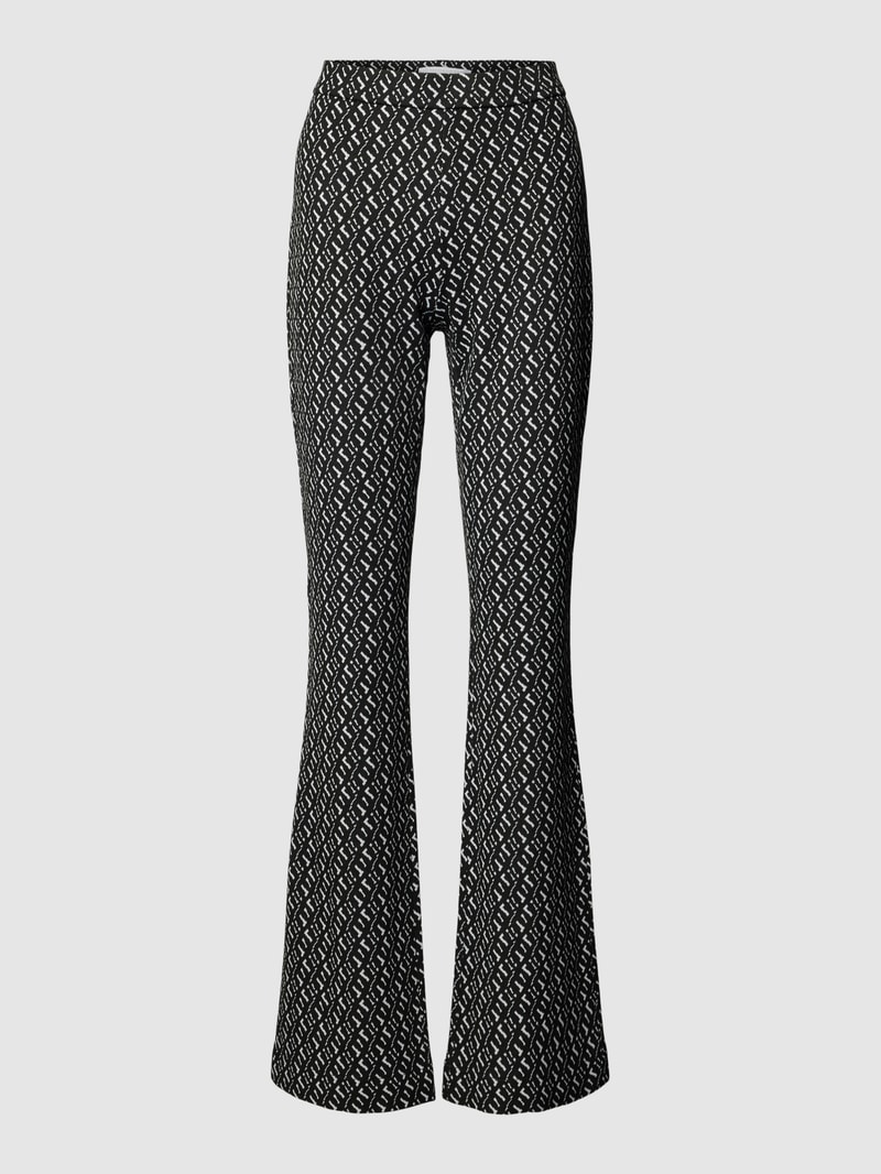 Stoffhose mit Allover-Muster Modell 'MACY' in schwarz