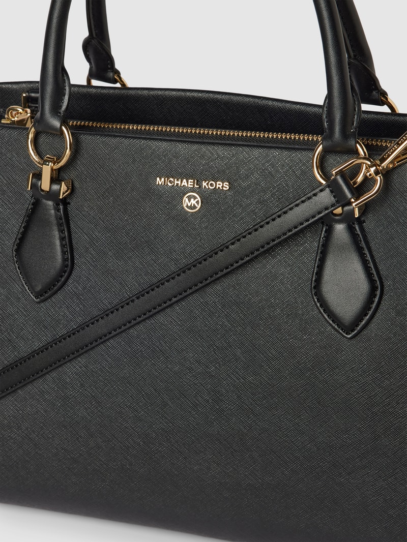 Tote Bag aus Leder mit Label-Detail Modell 'MARILYN' in schwarz