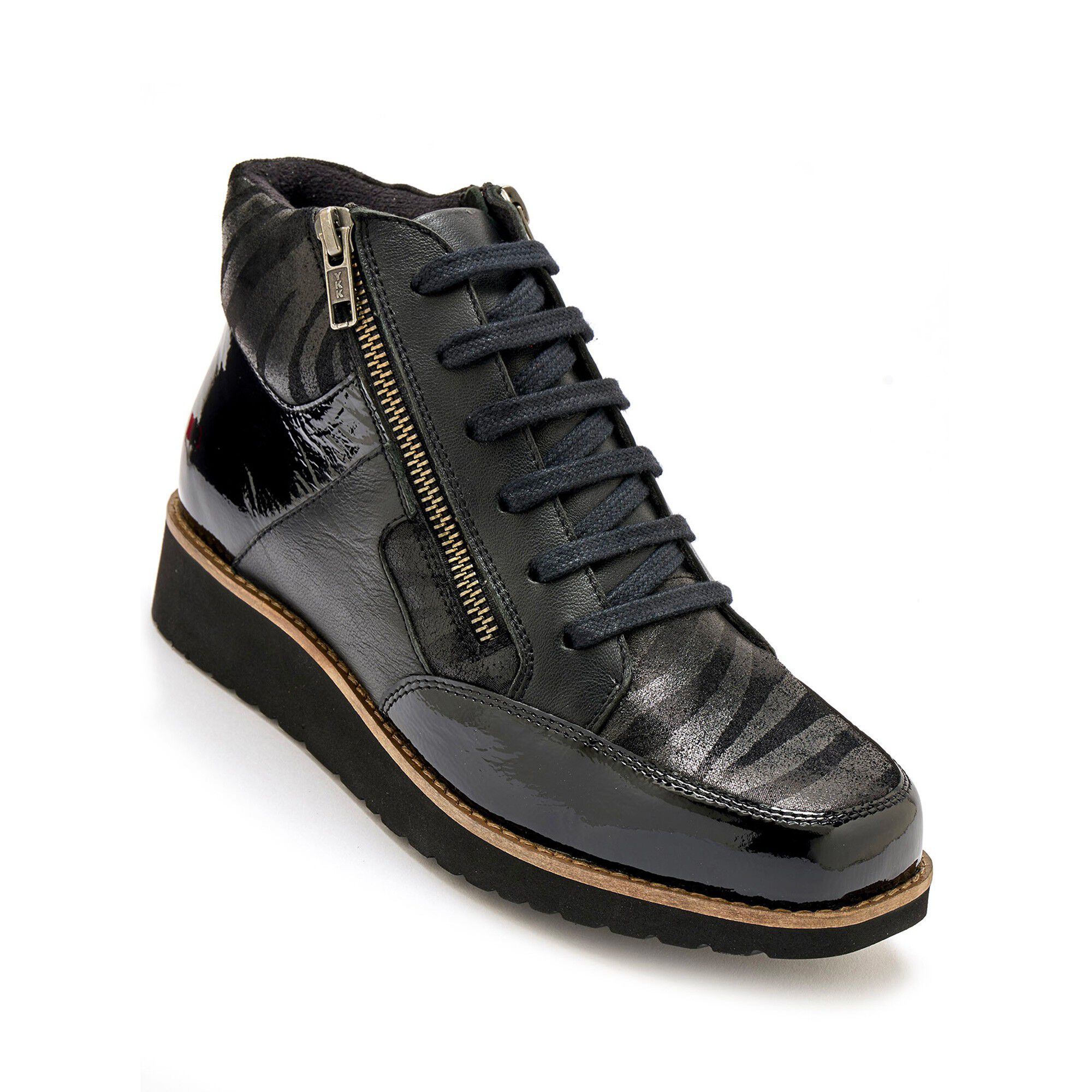 Boots Grande largeur zippées à lacets
