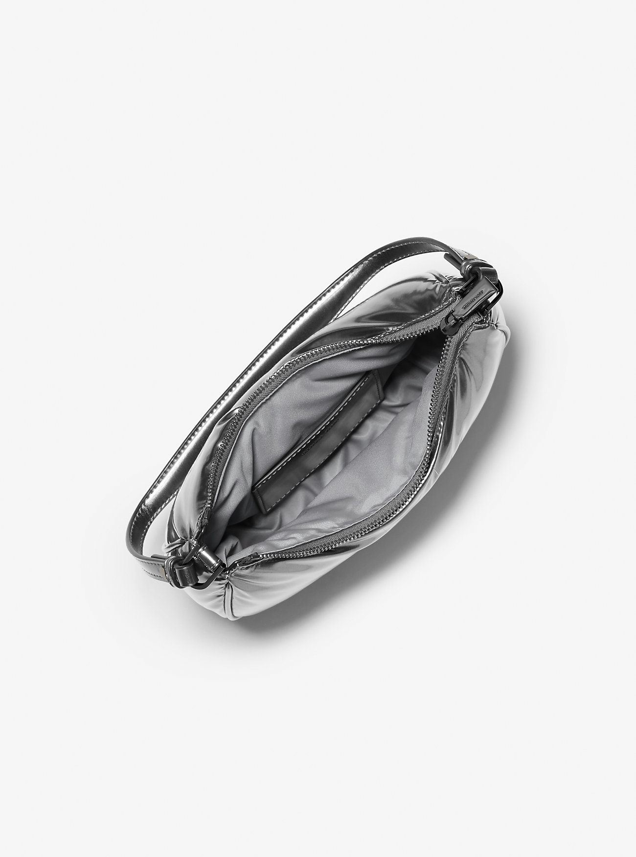 Kyla Small Puffy Metallic Convertible Pochette - GUNMETAL