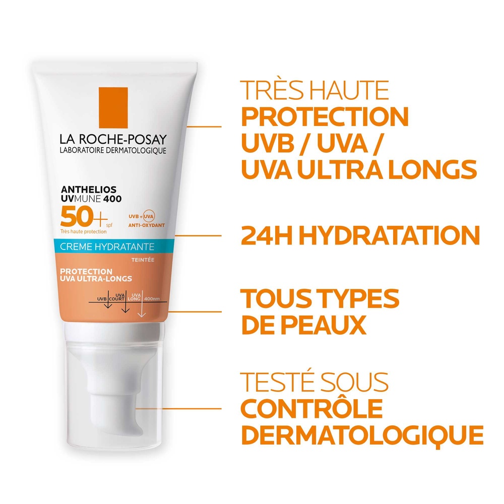 La Roche-Posay Anthelios Crème solaire hydratante teintée avec parfum Très haute protection SPF 50+