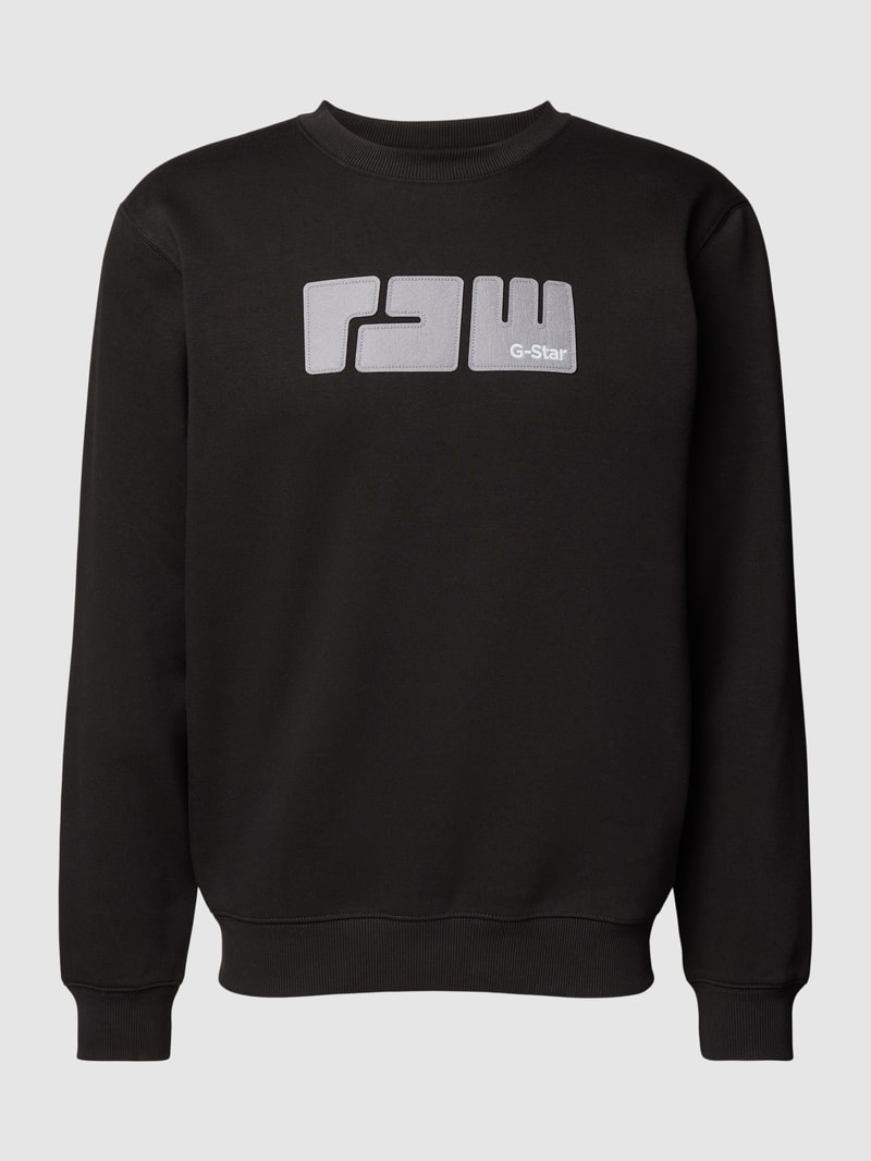 Sweatshirt mit Label-Stitching Modell 'RAW.' in schwarz