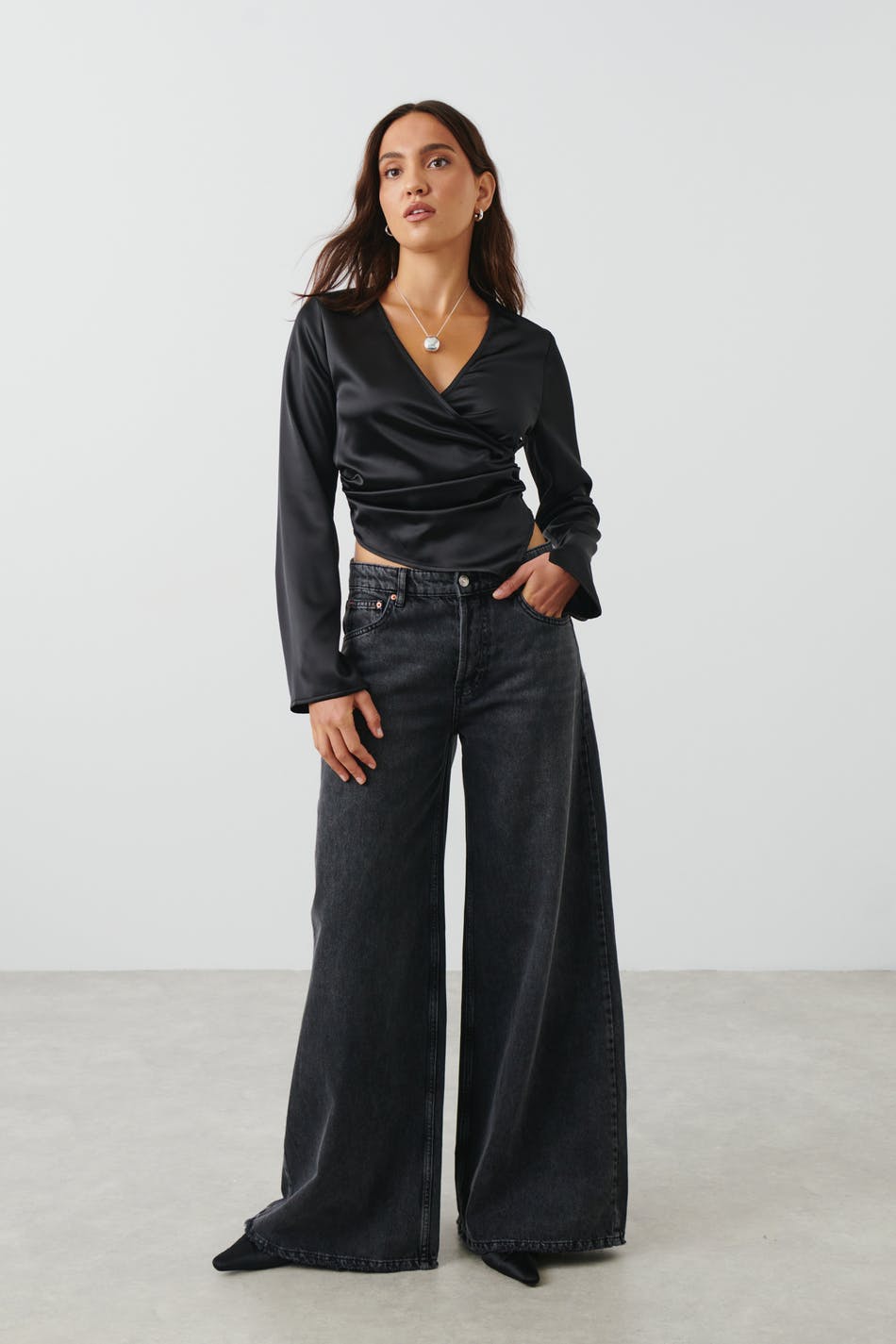 Wrap satin blouse