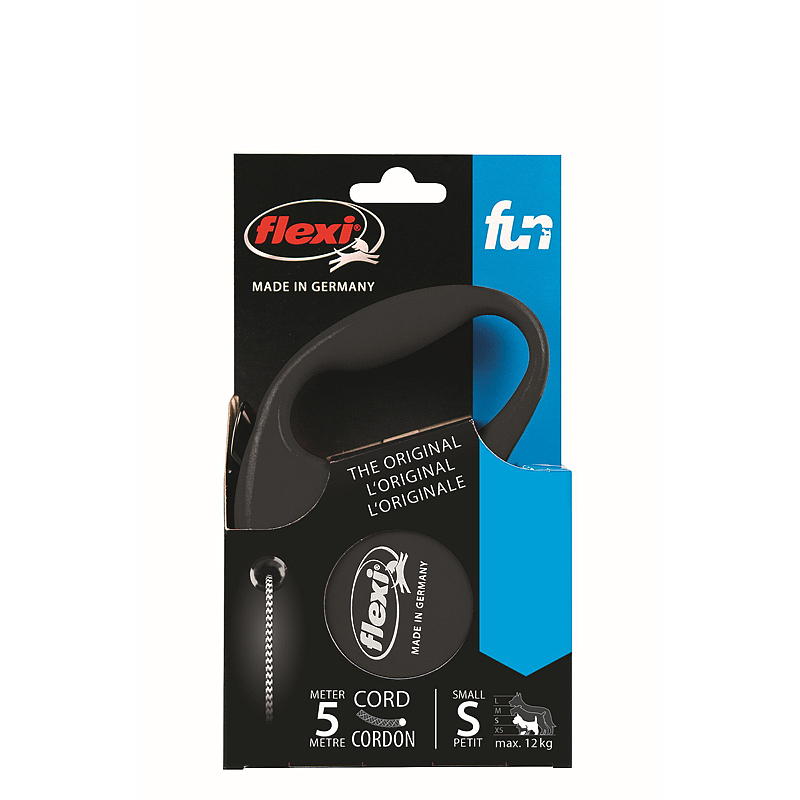 Flexi Hundebånd 5 m str S  Black cord Flexi fun
