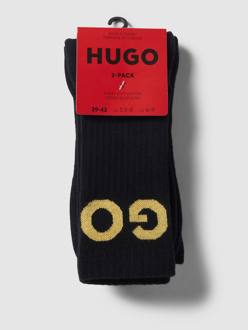 Socken mit Label-Stitching im 2er-Pack in schwarz