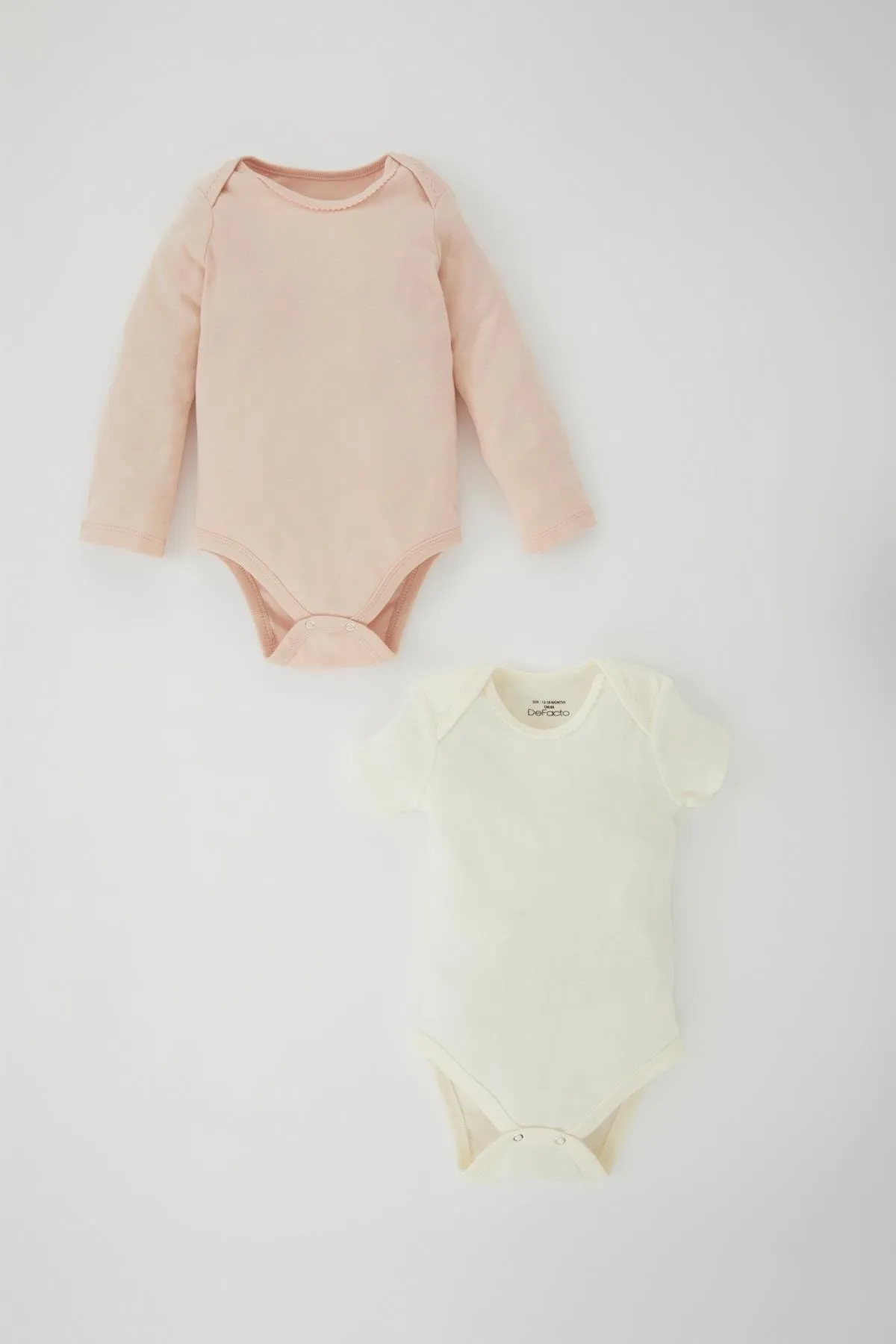 DeFacto  Gerippter 2-teiliger Kurzarm-Body mit Druckknöpfen für Neugeborene mit Umschlagkragen für Babys