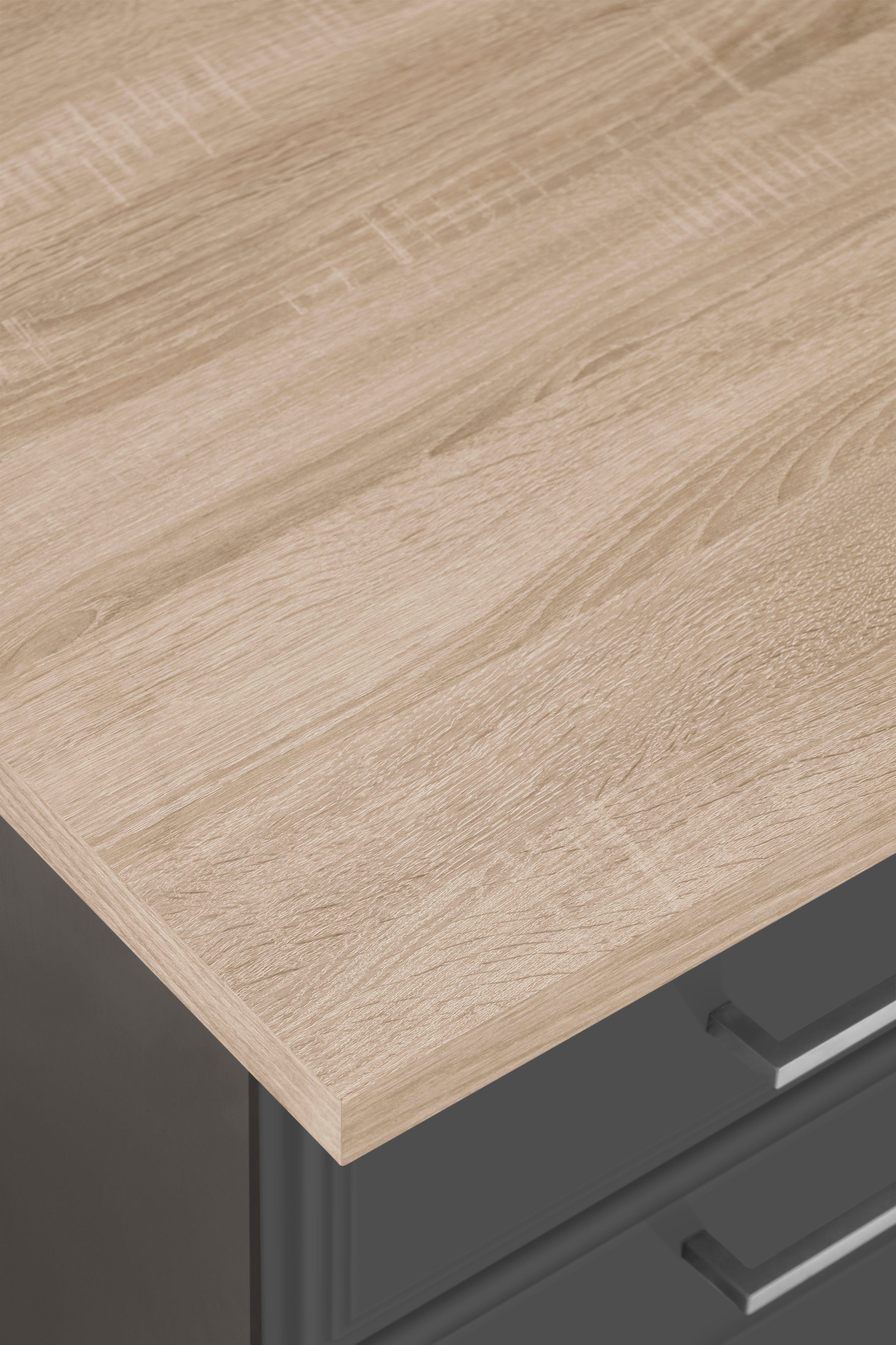 HELD MÖBEL Küchenzeile Stockholm, Breite 300 cm, mit hochwertigen MDF Fronten im Landhaus-Stil