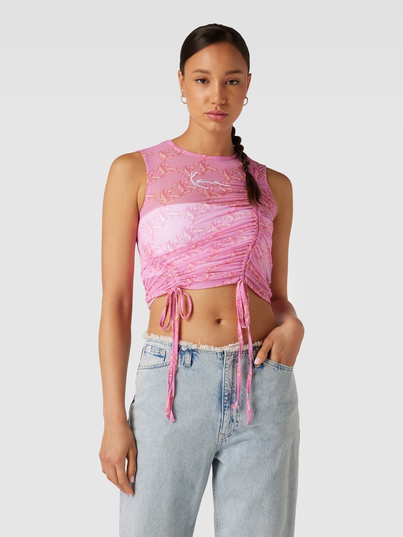 Top mit Allover-Label-Print in pink