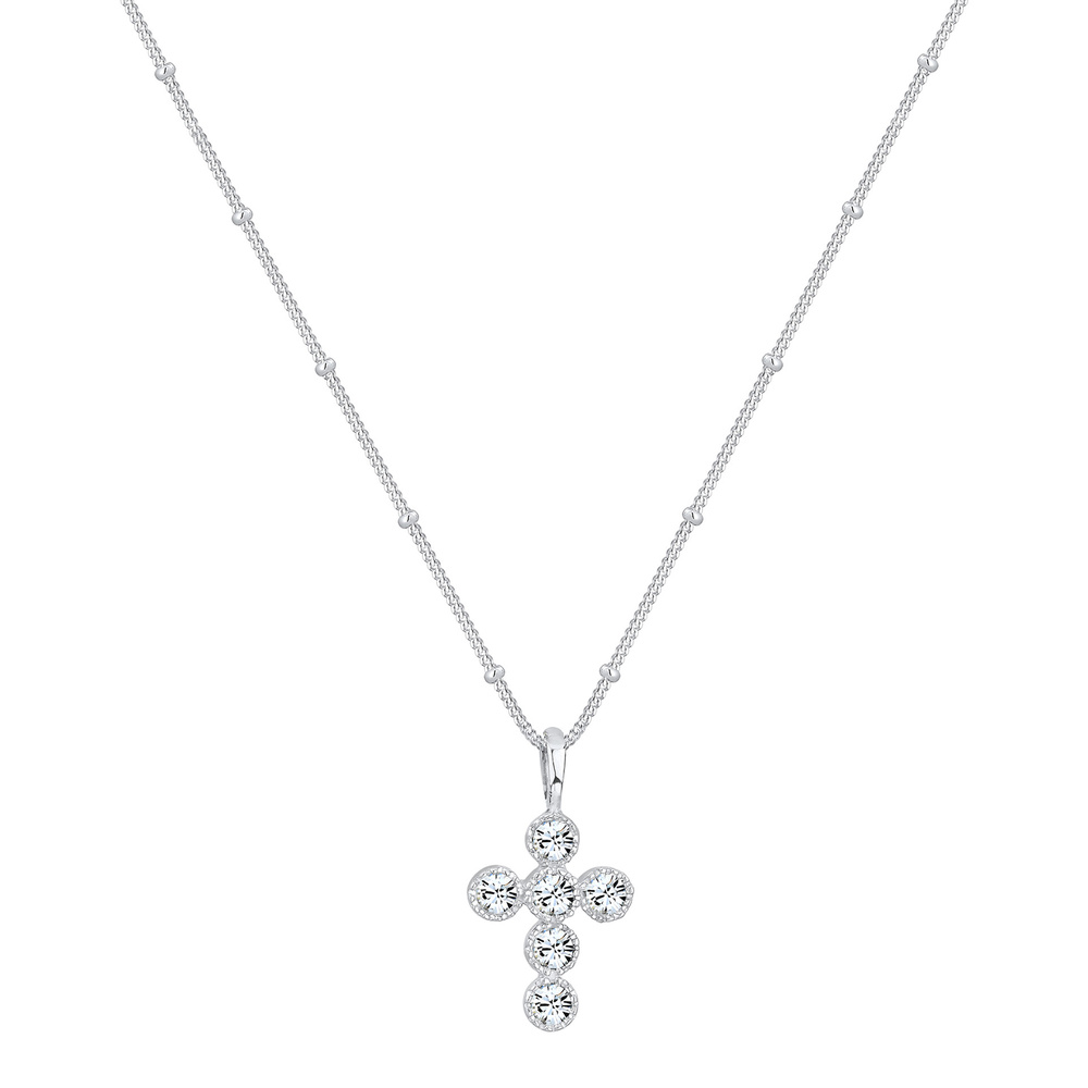 Elli Elli Collier Kreuz Kugelkette Kristalle 925 Silber collier
